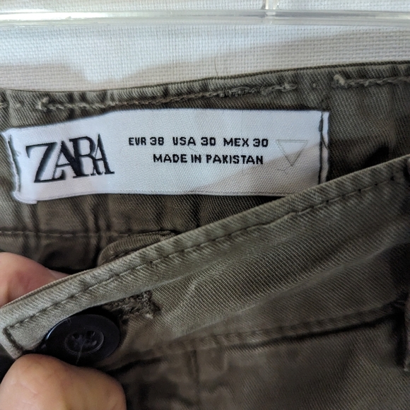 Zara Dark Olive Green Pants Size 30 Pockets - Picture 4 of 8